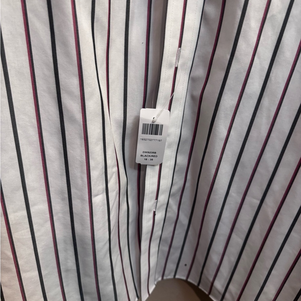 NEW! PAUL FREDRICK Men’s Striped Dress Shirt 18X35 No Iron Cotton - Picture 11 of 15